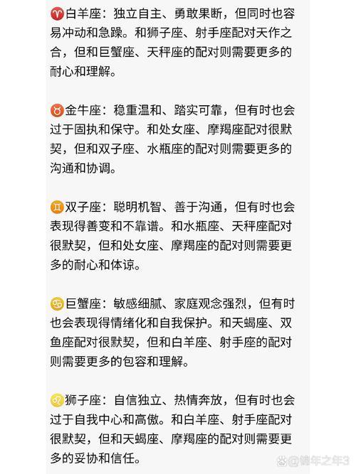 星座表十二星座搭配