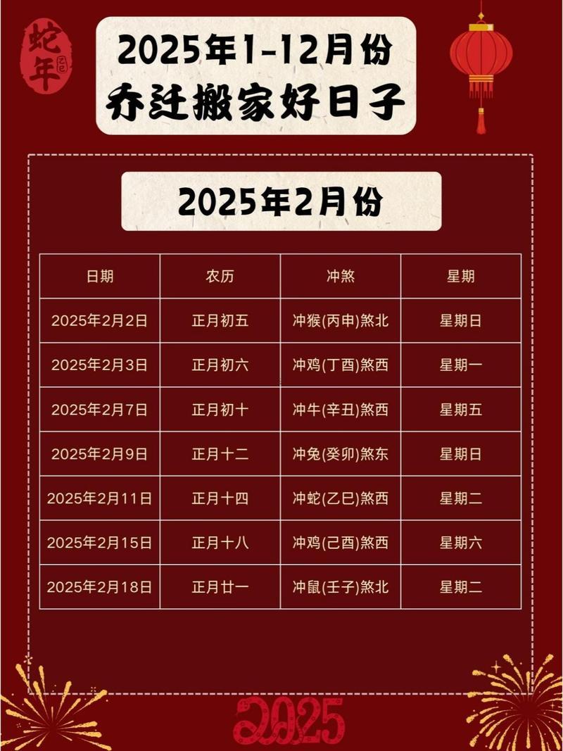 202527月份搬家吉日